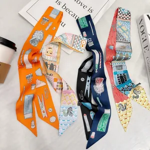 Sciarpa a Nastro in Raso da Donna per Manico di Borsa Avvolgente Elegante Stampa Twilly Sciarpa al Collo Simile alla Seta Accessorio