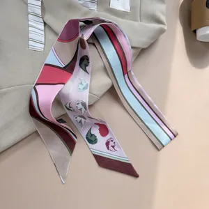 Artistic geometric print silk scarf with classical silhouette and twill texture on clothing