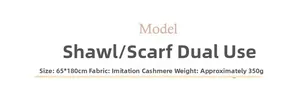 Detailed size and material specs for the 65x180cm cashmere-like floral scarf and shawl