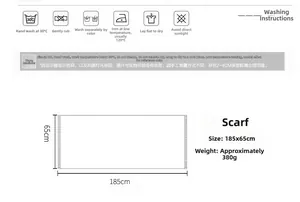 Detailed size specifications and washing instructions for the warm winter pashmina scarf
