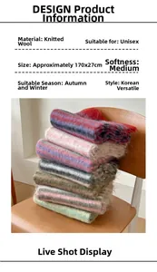 Spécifications détaillées de l'écharpe rayée en laine colorée de 170x27cm pour l'hiver