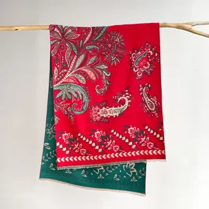 Vintage Ethnic Paisley Jacquard Scarf Women Autumn Winter Thick Warm Imitation Cashmere Shawl Double Sided Large Pashmina Wrap With Tassels