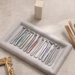 Modische 18K versilberte Tennisarmbänder mit bunten Zirkonen in einem mehrfarbigen Set