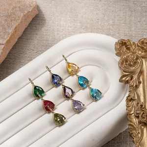 Bunte Zirkonia-Anhänger in Birnenform mit 14K Goldbeschichtung für DIY-Schmuckherstellung