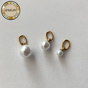 Stainless Steel Freshwater Pearl Pendant For DIY Necklace Earring Jewelry Making Retro Minimalist Women Jewelry Accessories