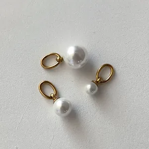 Polished 14K gold plated stainless steel pearl pendants for DIY jewelry making sets