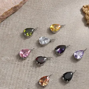 Schicke 14K vergoldete Tropfenkristallanhänger in neun Farben für DIY-Schmuckdesign