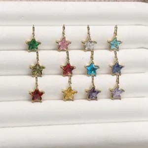 316L Stainless Steel Colorful Zirconia Star Pendants DIY Jewelry Accessories PVD Gold Plated Star Charms Pendant Only