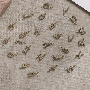 Sparkling gold-plated crystal initial pendants set for personalized jewelry making
