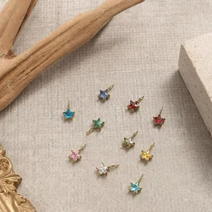Colorful star-shaped gemstone pendants with gold stainless steel base for DIY jewelry