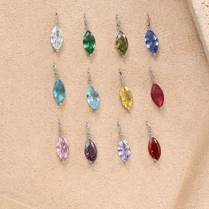 Macro view of 12 color marquise cut stainless steel stone pendants for DIY necklaces