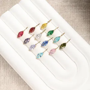 Marquise Cut Cubic Zirconia Birthstone Pendant Accessory 316L Stainless Steel DIY Necklace Bracelet Charm Women Jewelry
