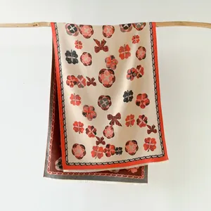 Écharpe Femme Aspect Cachemire Camélia Élégant Châle Imprimé Floral Épaissi Chaud Tour de Cou Hiver Avec Glands Écharpe Polyvalente