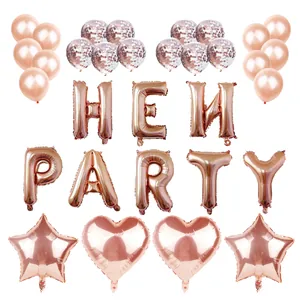 Set decorativo Hen Party oro rosa con palloncini a cuore e palloncini con coriandoli lucidi