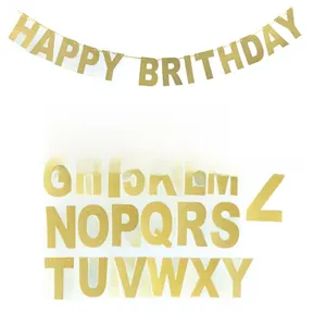 Set de pancarta dorada con purpurina letras A-Z y letrero Happy Birthday para fiestas