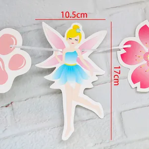 Vista dettagliata dello striscione a forma di fata con misure 10,5 cm per 17 cm
