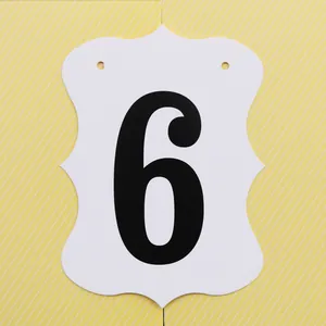 Biglietto decorativo bianco barocco con numero 6 per striscioni di anniversario di nozze