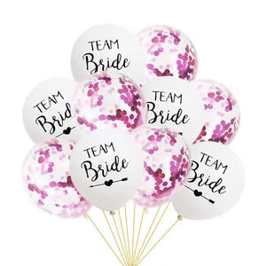Team Bride latex balloons and pink confetti balloons set for wedding decorations