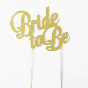 Golden glitter Bride to Be cake topper decoration for bridal showers and weddings