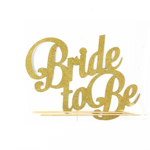 Sparkling gold glitter Bride to Be cake topper for wedding and bridal shower decoration