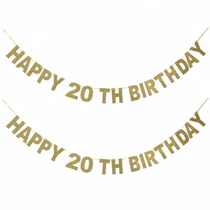 Glitter Gold Happy Milestone Birthday Banner For Birthday Party Decorations Hanging Letter Sign Gold Sparkly Party Supplies