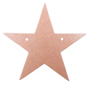 Close-up of rose gold star decoration with pearlescent finish and dual hanging holes