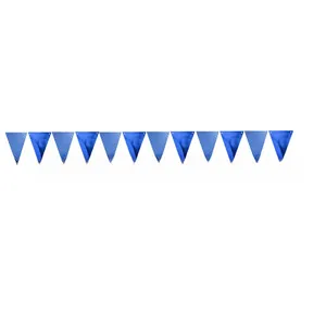 Blue metallic triangle bunting banners with solid and wave textures for party decor
