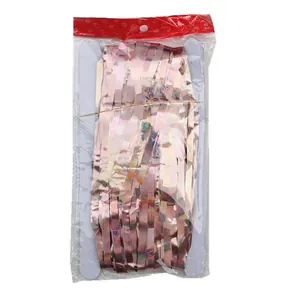 Tenda a pioggia metallizzata oro rosa per decorazioni di feste in confezione trasparente