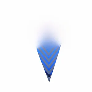 Close-up of a blue and silver chevron pattern triangular party flag with metallic finish