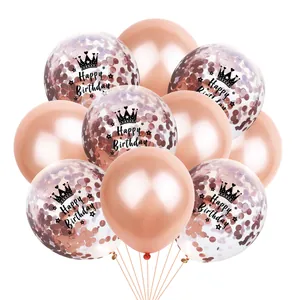 Roségold Geburtstag Ballon Set Metallische Latex Und Konfetti Ballons Krone Happy Birthday Party Dekoration Erwachsene
