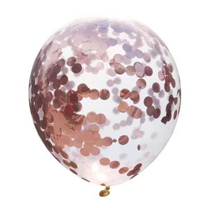 Ballon en latex transparent de 12 pouces avec confettis or rose pour décoration