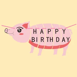 Guirlande d'anniversaire cochon rose Happy Birthday pour décoration de fête