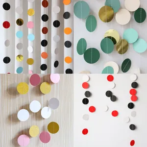 Colorful 2m paper circle garland hanging banner for party and home wall decoration