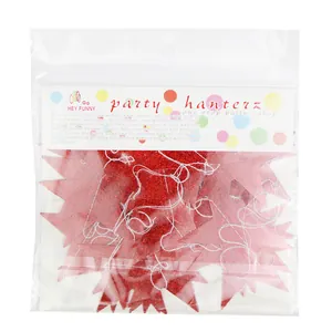 Emballage de vente de guirlande d'étoiles rouges à paillettes pour décor de fête