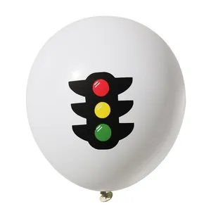 12-inch witte latex ballon met kleurrijke verkeerslichtprint voor feestdecoratie