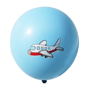 12-inch lichtblauwe latex ballon met cartoon vliegtuig voor kinderfeestjes en decoratie