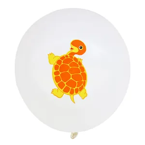Forest animal themed cream turtle print latex balloon for baby birthday party decoration