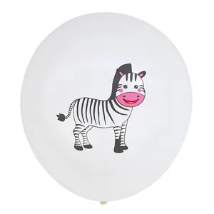 12-inch witte latex ballon met schattige zebra-opdruk voor feestelijke decoratie