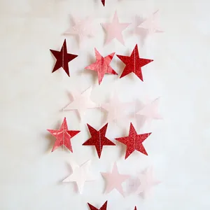 Guirlande d'étoiles rose et rouge pailletée pour mariages et décorations de fêtes