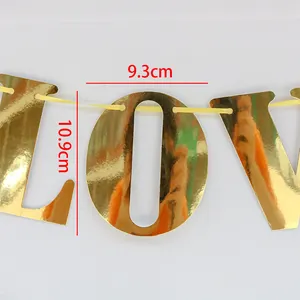 Golden mirror LOVE letter banner decoration for wedding background wall 10.9cm height