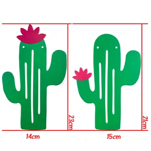 Guirlandes de cactus verts pailletés avec fleurs roses pour déco de fête et dimensions