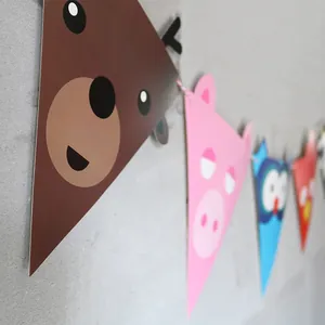 Cute animal theme triangle pennant bunting banner for children birthday party decoration