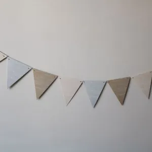 12-piece gradient neutral linen triangle pennant banner for rustic wedding party decor