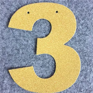 Numero 3 dorato glitterato con fori per decorazioni personalizzate di feste e matrimoni
