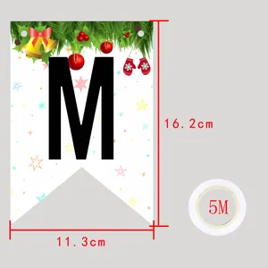 Detailoverzicht van de kerstbanner vlag met 16,2 cm hoogte en feestelijke decormotieven