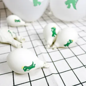 Ballons de 12 pouces en latex blanc avec motifs de dinosaures pour décor de fête d'enfant