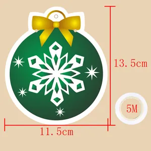 Kerst non-woven hangende banner met sneeuwvlok, 13,5x11,5 cm inclusief 5 m lint