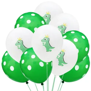 Cartoon Dinosaur Theme Latex Balloons Polka Dot And Green Confetti Balloons For Kids Birthday Party Decoration Supplies