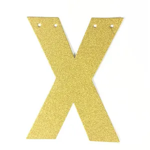 Lettre X dorée à paillettes pour décoration de mariage et bannière de fête personnalisée