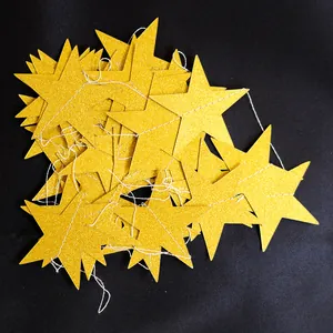 4m gold glitter star paper garland string hanging decorations for wedding and party